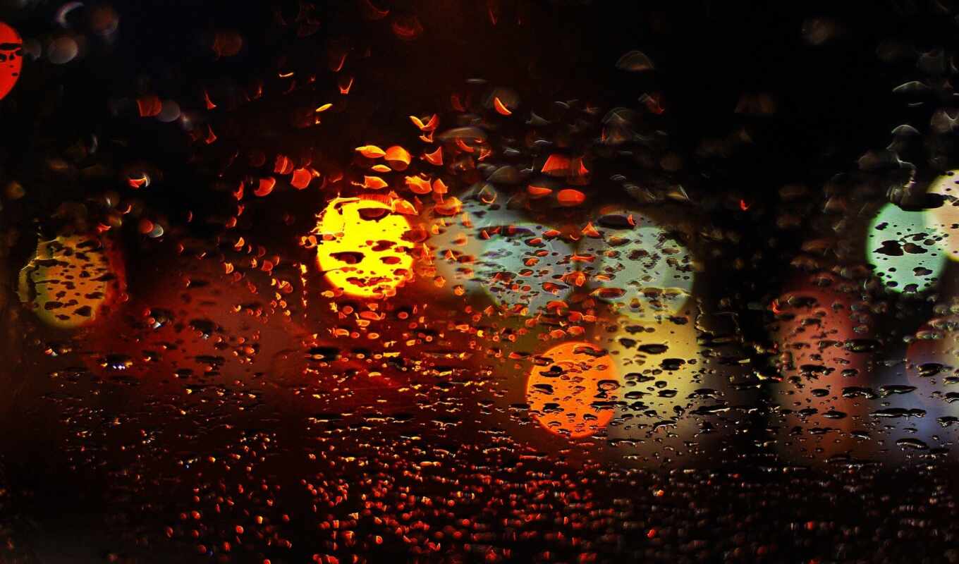 drop, rain, lights
