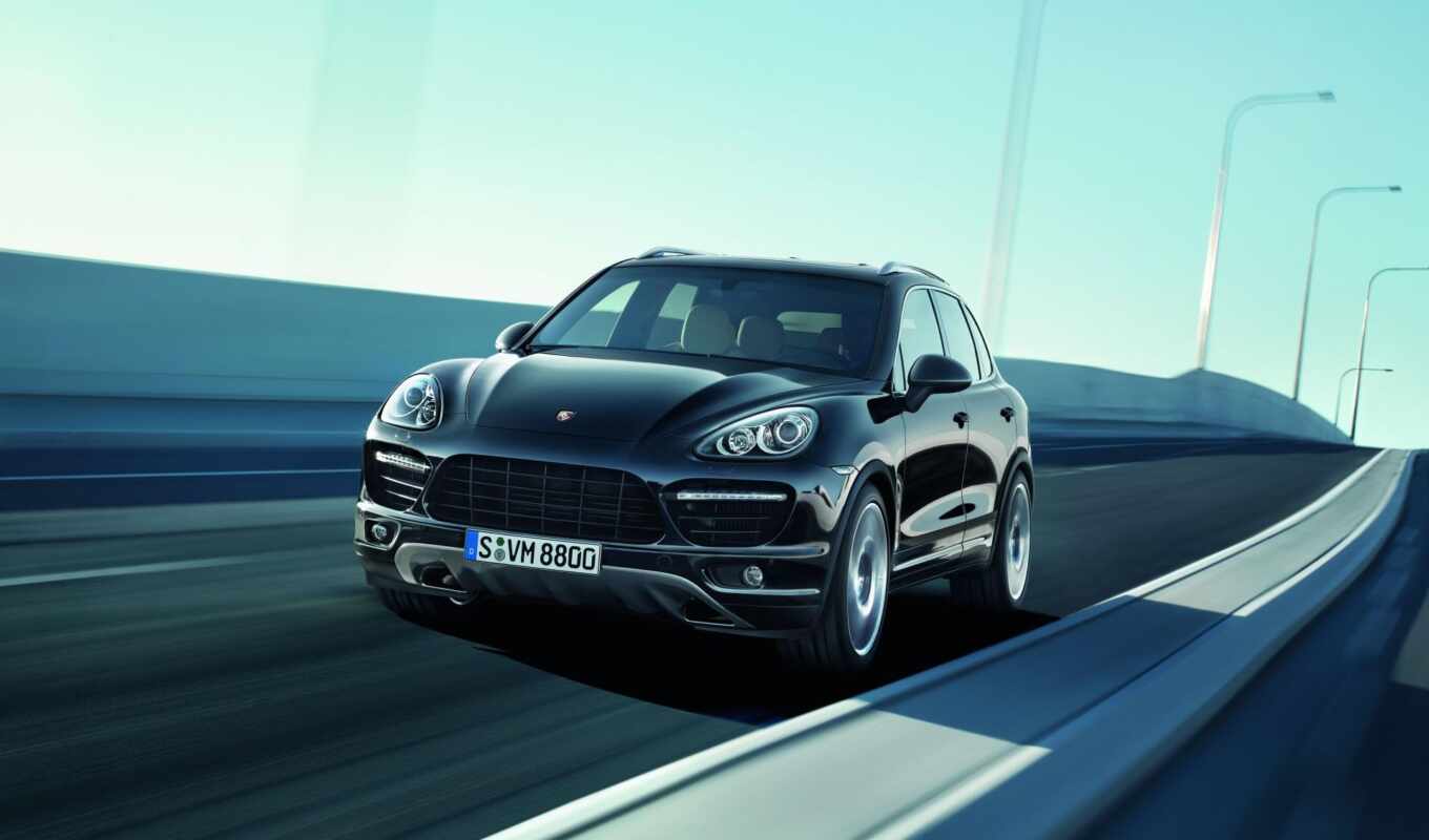 porsche, cayenne, front, sioux, angle, view, turbo, and, black, be, 