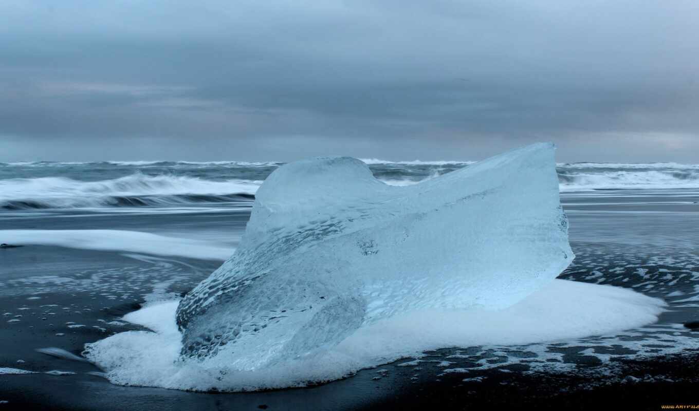 природа, лед, берег, холод, waves, пенка