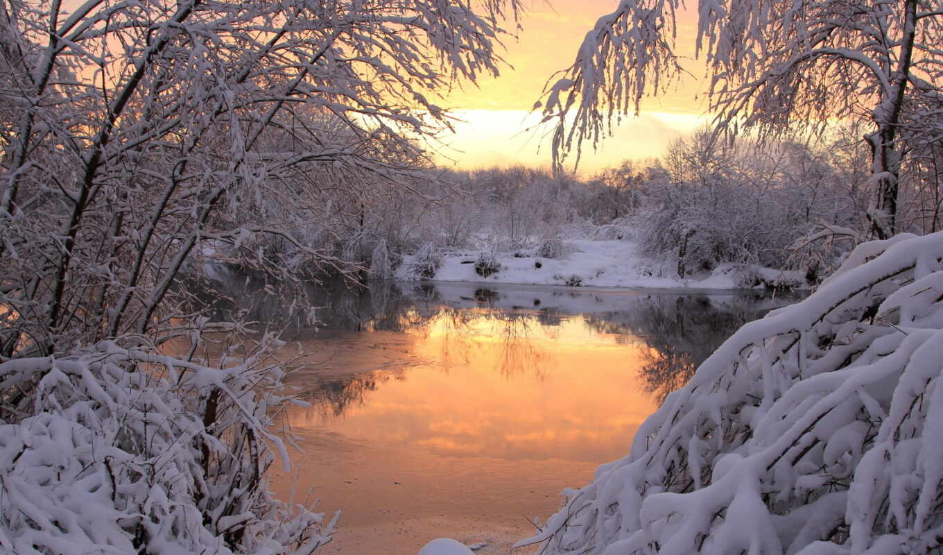 nature, sunset, snow, winter, high