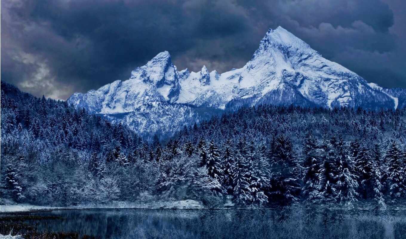 природа, desktop, снег, winter, гора, mountains, дерево, scenic