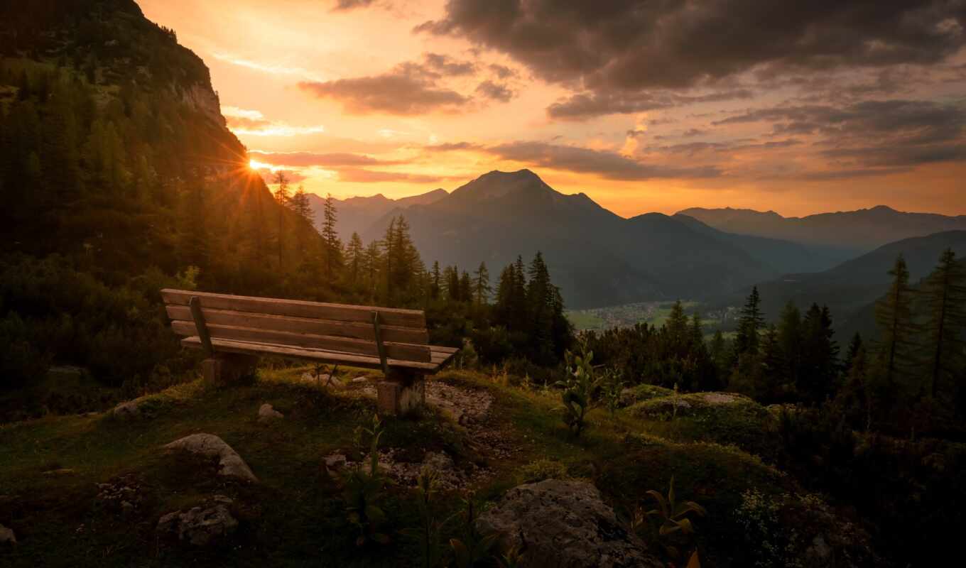 sunset, mountain, Austria, district, tyrol, reutte