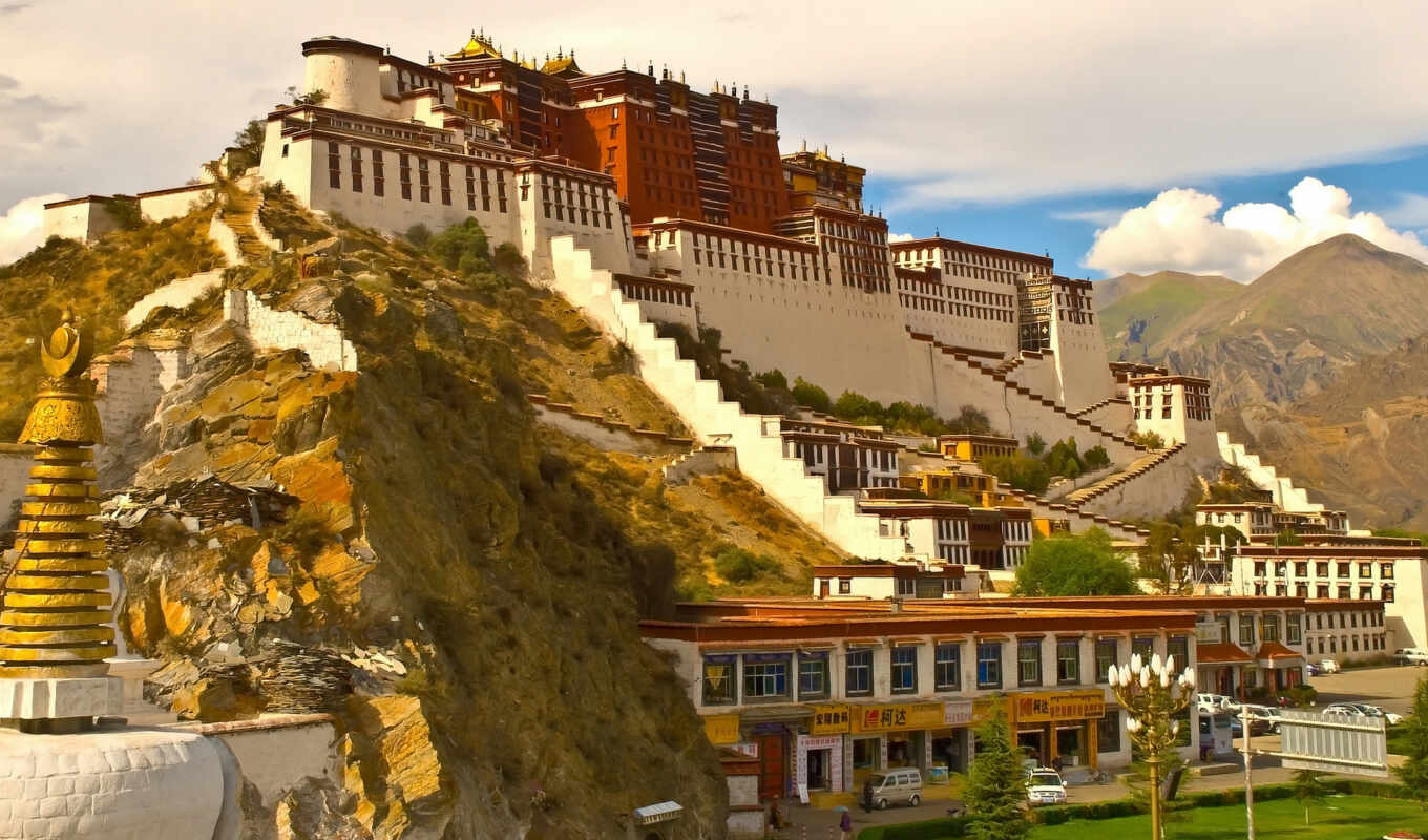 city, castle, tibet, palace, potala, Lhasa, chinese woman, pazlyi, potalo