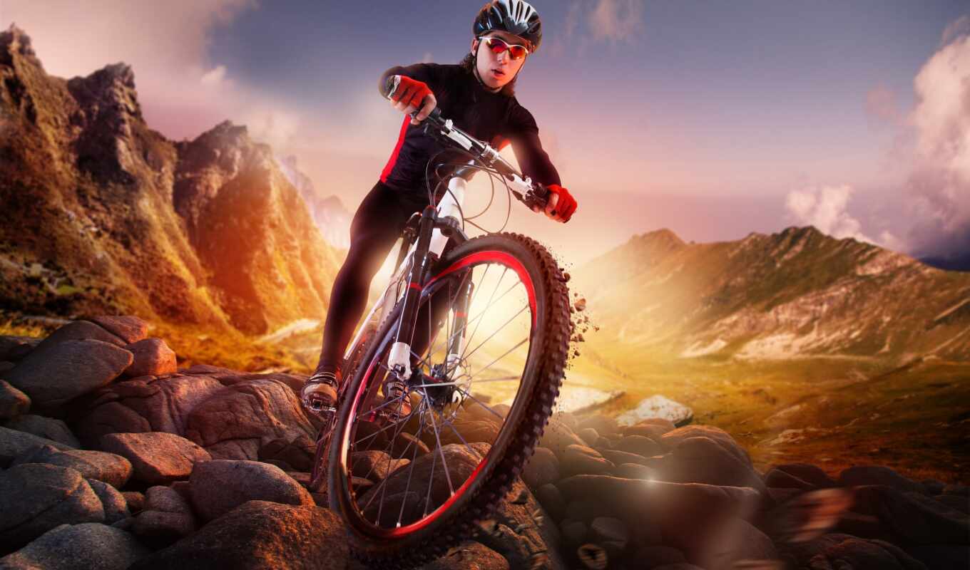 collection, mountain, sport, bike, helmet, cyclist, stones, mountains, cyclists