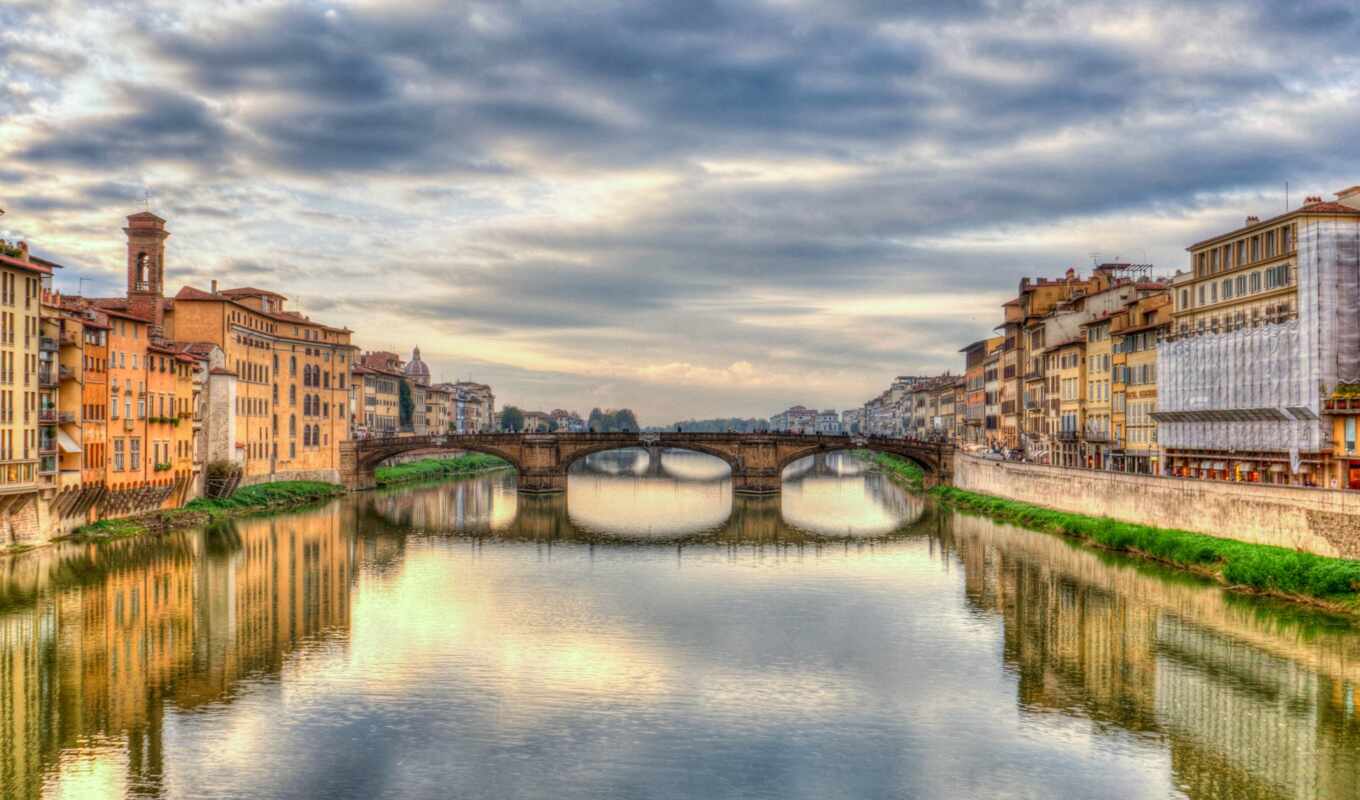 канал, мост, hotel, italian, день, река, flo, rook, italien, firenze