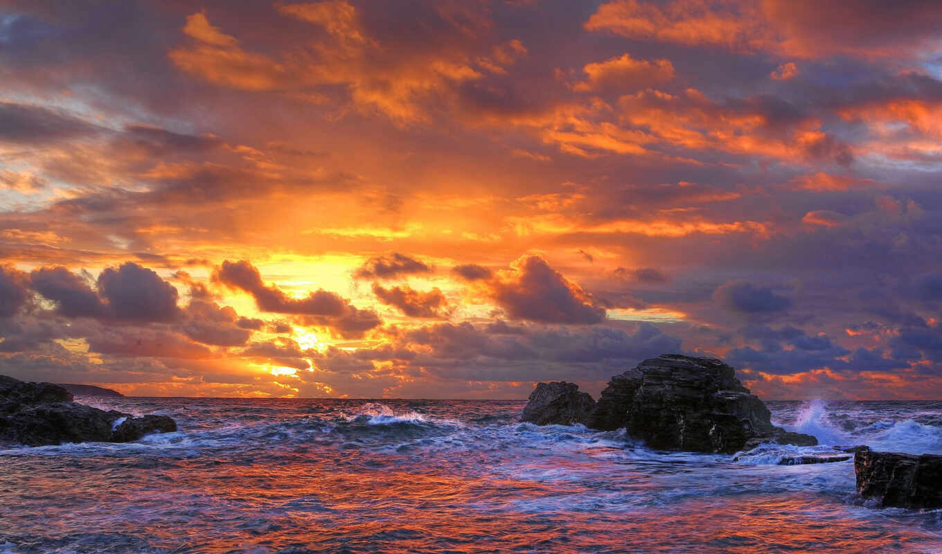 небо, pictures, закат, красивые, море, surf, pin, красивый, камни