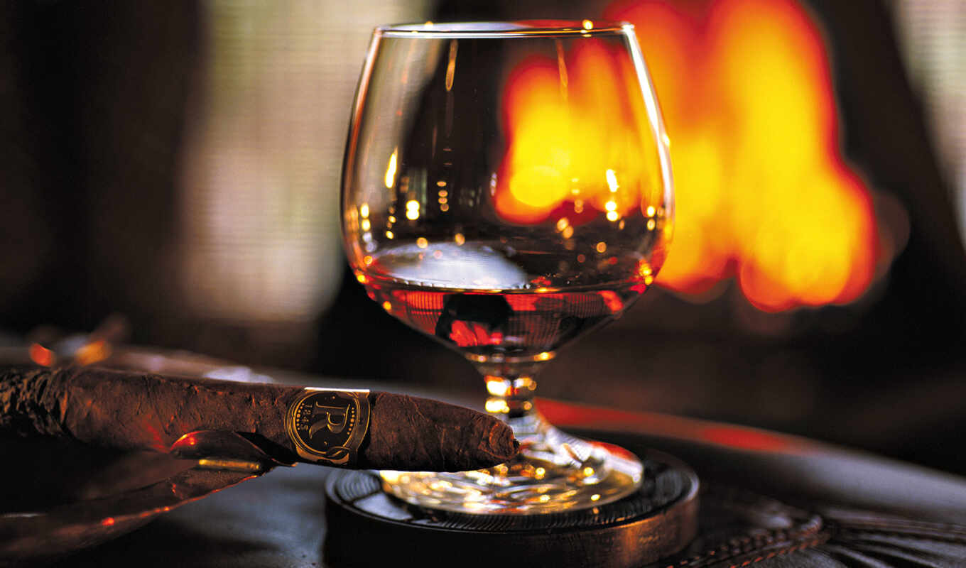 fire, glass, cognac