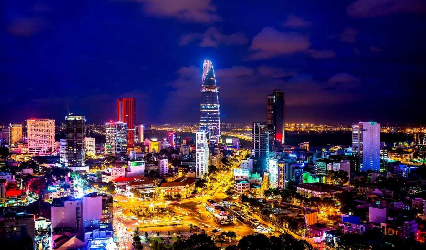 city, night, or, Ho Chi Minh city, vietnam, ho, Ho Chi Minh city, saigon