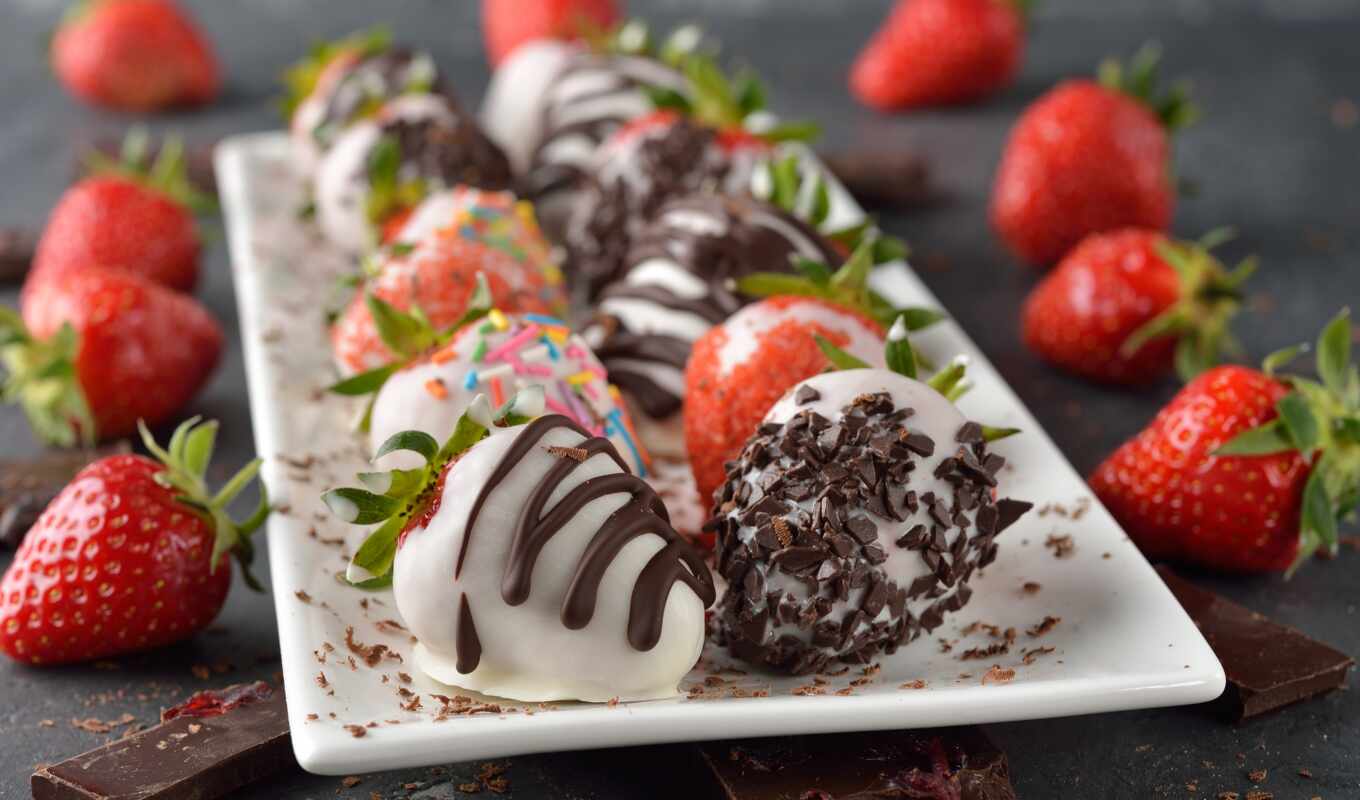 chocolate, strawberry, postre