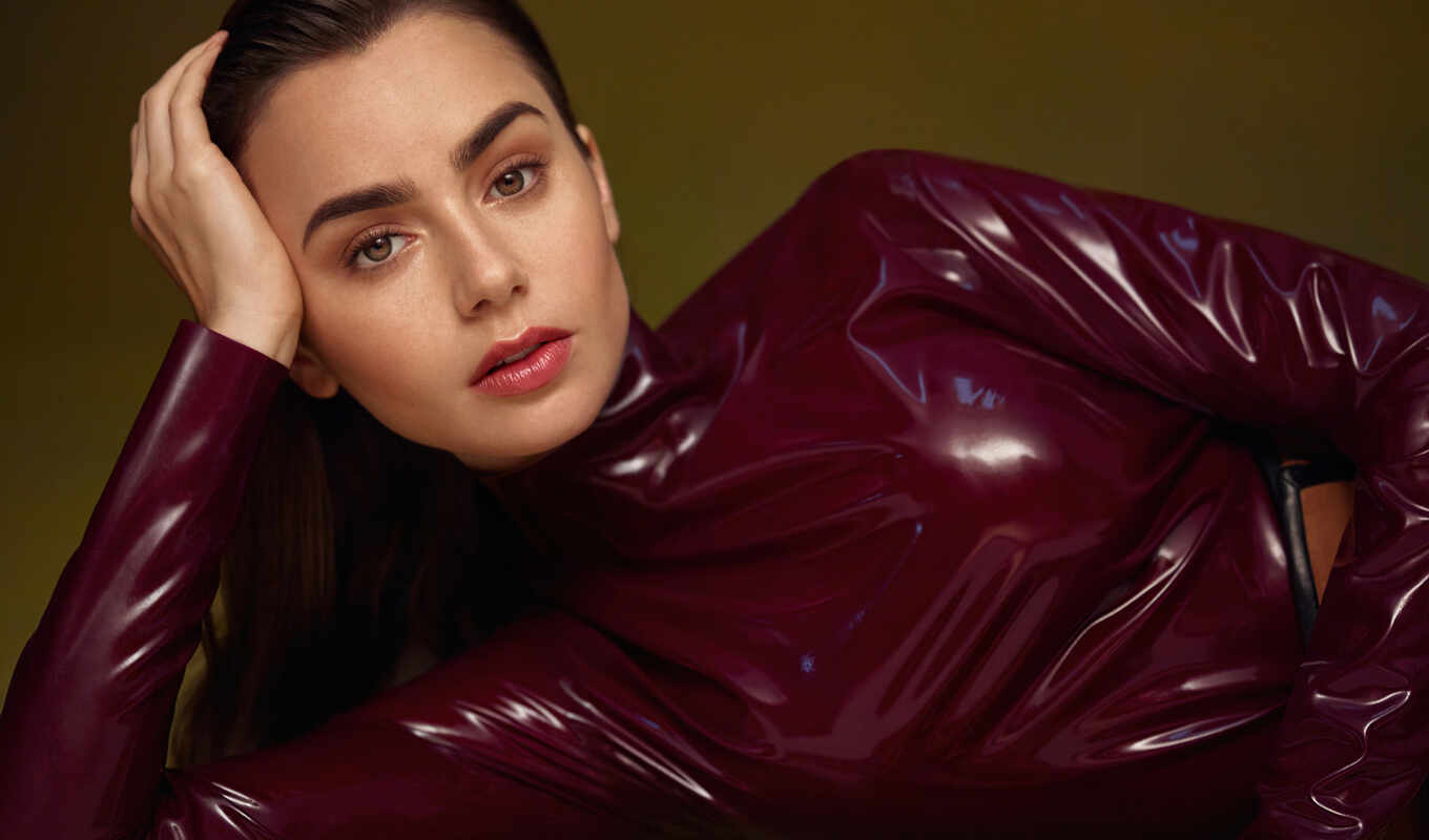 leather, dress, lily, collins