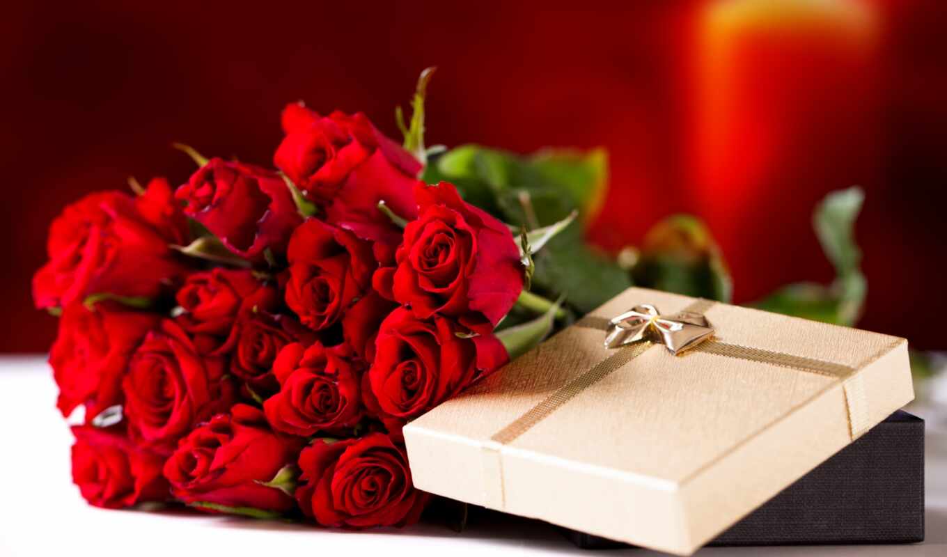 rose, box, bouquet