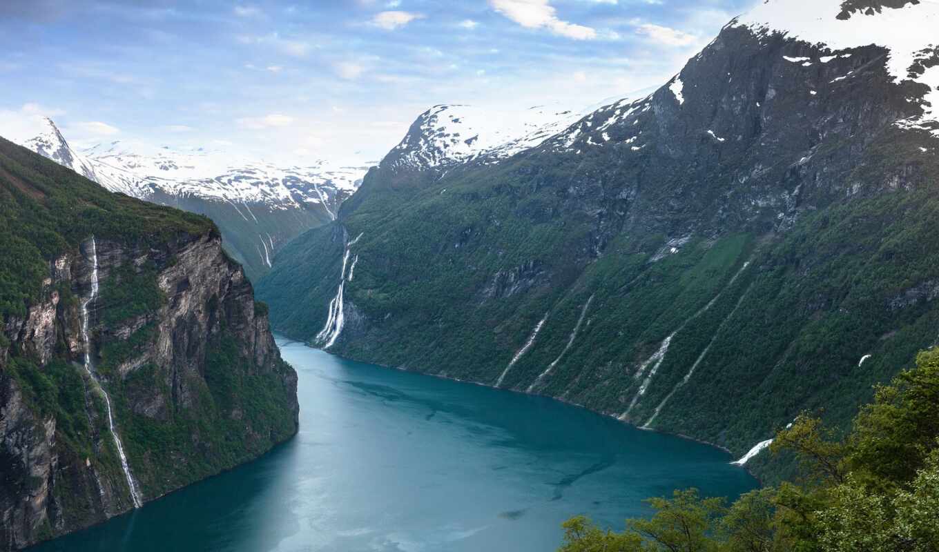 landscape, river, Norway, fjord, geiranger, norwegian, mountains, geirangerfjorde