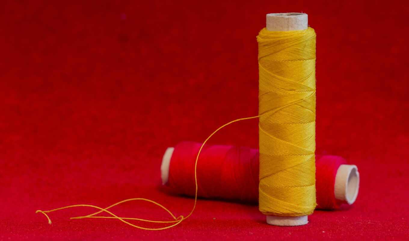 red, yellow, thread