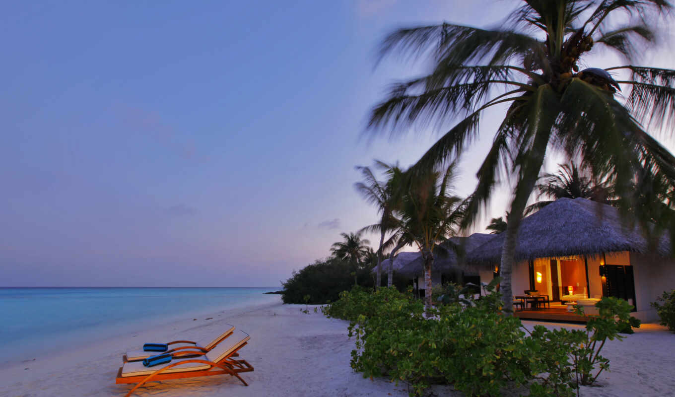 окно, пляж, landscape, море, песок, resort, palm, maldives, бунгало, starve