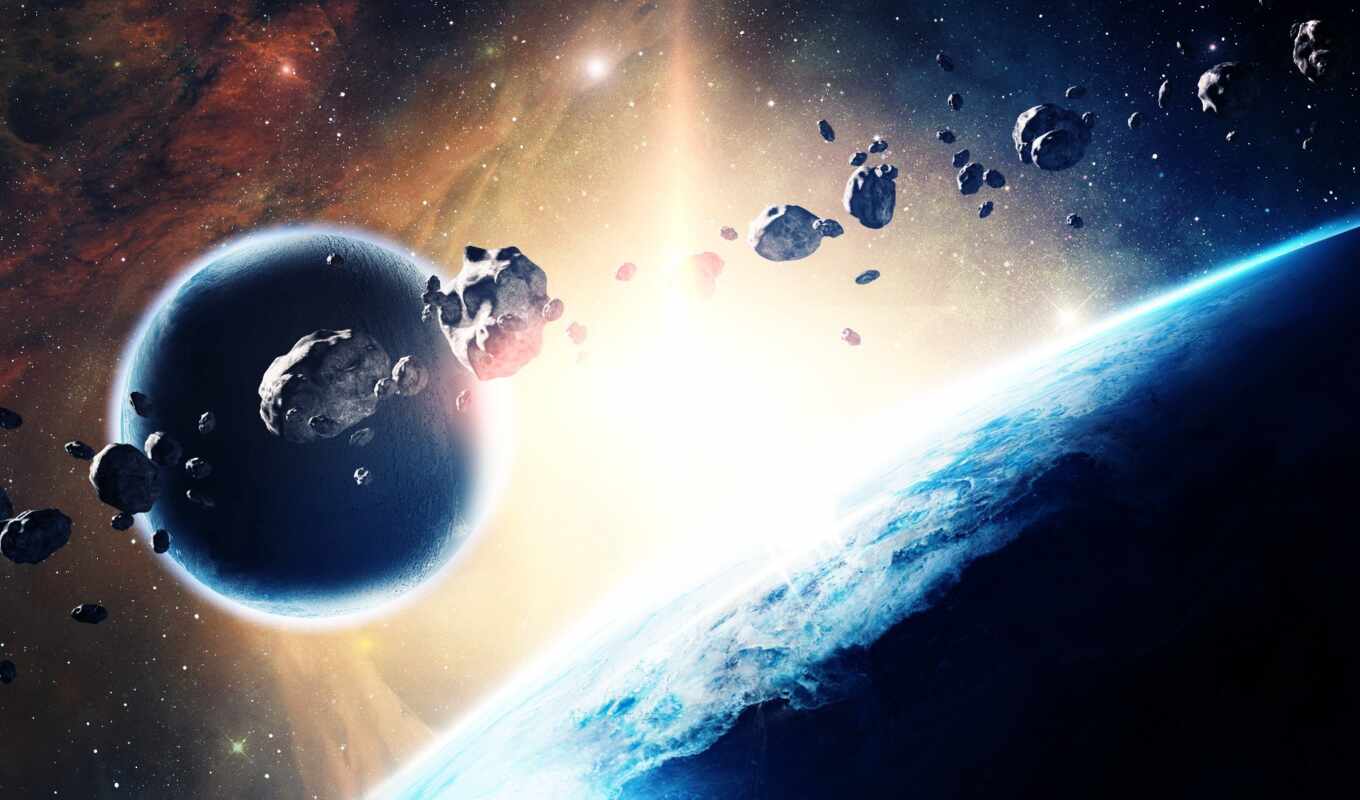 космос, nebula, астероид