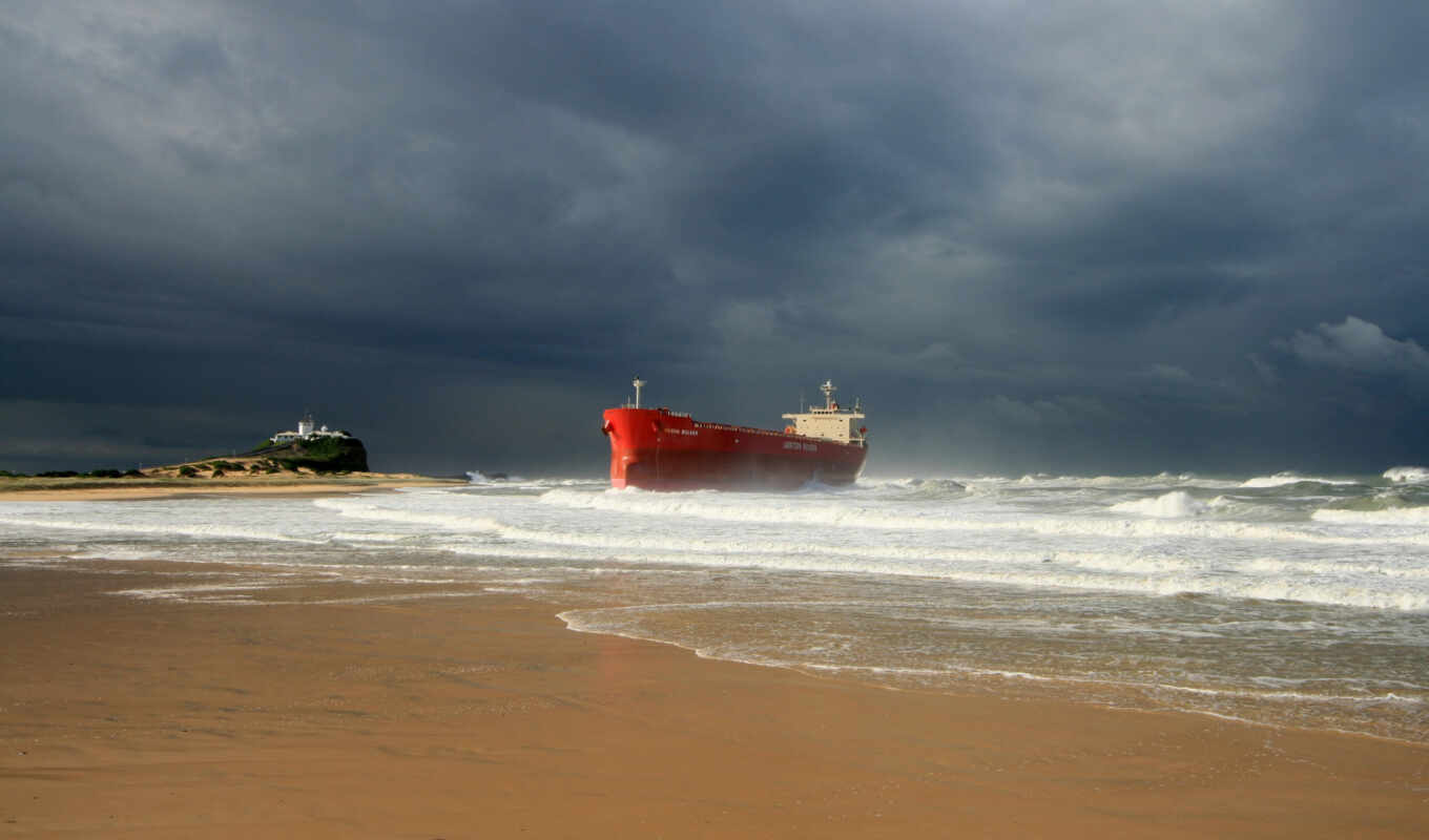 the storm, ship, beach, sea, wave, trouble, newcastle