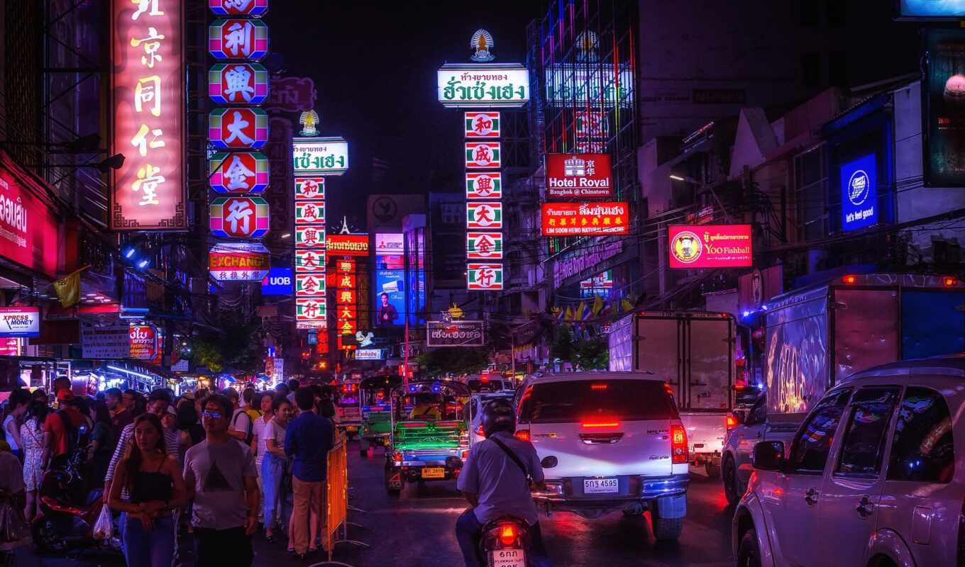город, вечер, bangkok, чая, thai