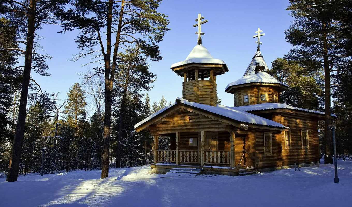 природа, winter, храм, church, финляндия