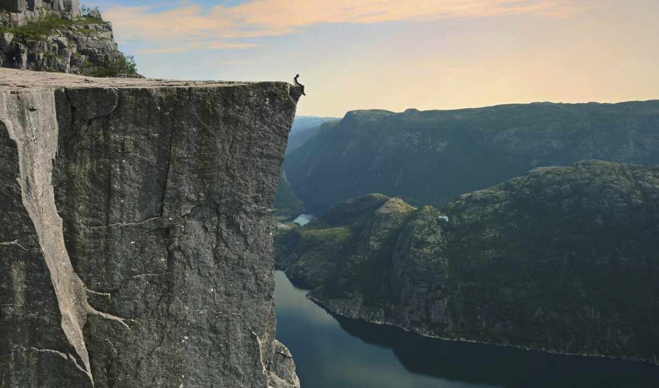 гора, landscape, норвегия, fjord, cliff, предвестник смерти
