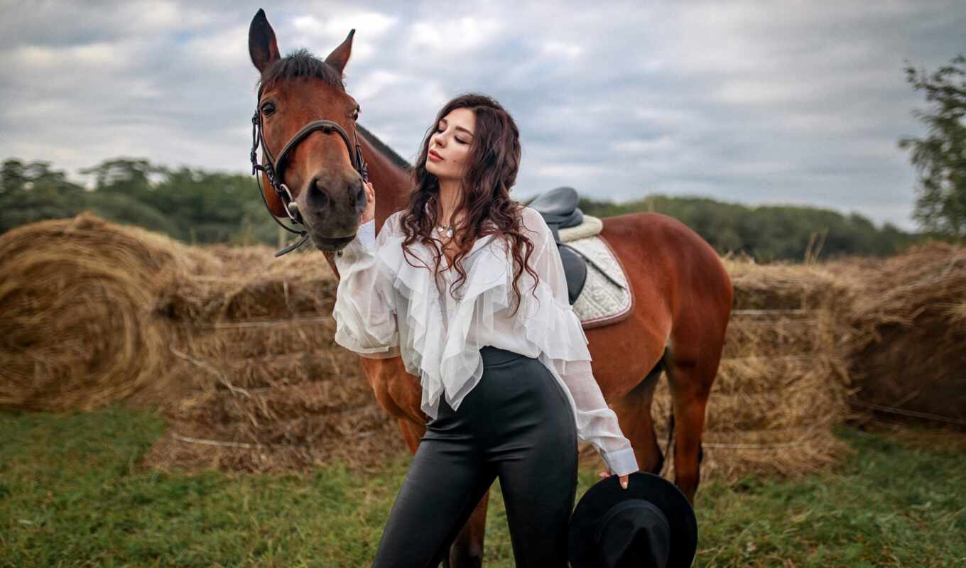 hat, girl, horse, model