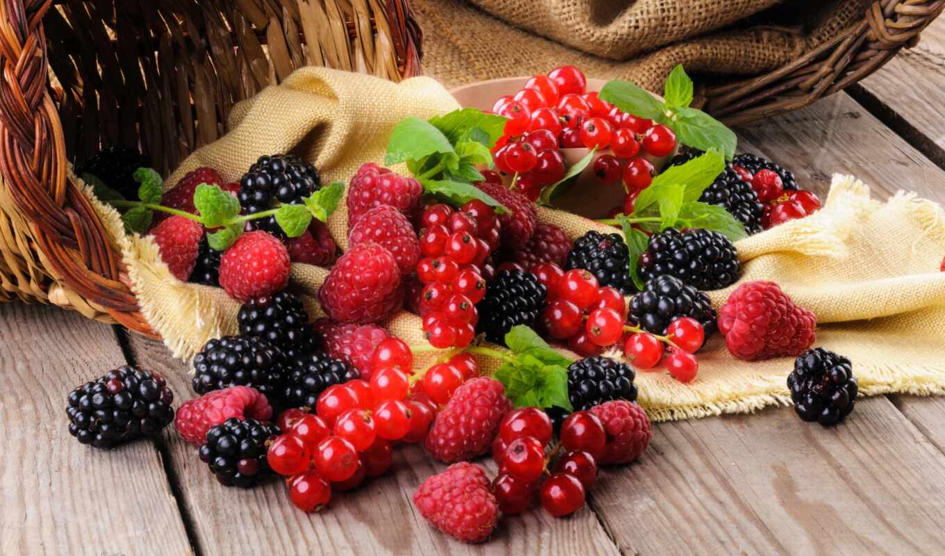 малина, корзина, blackberry, ягода, смородина