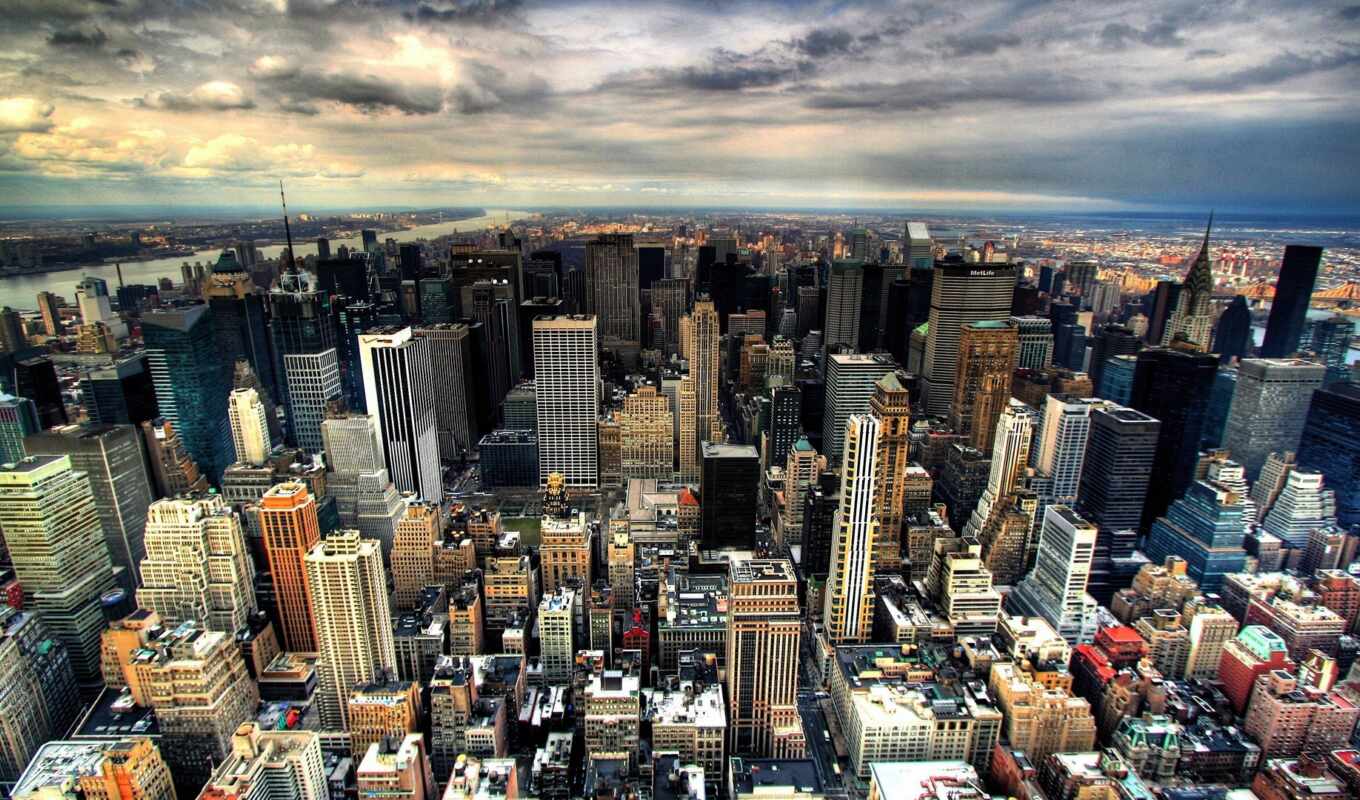 view, new, city, cityscape, build, york