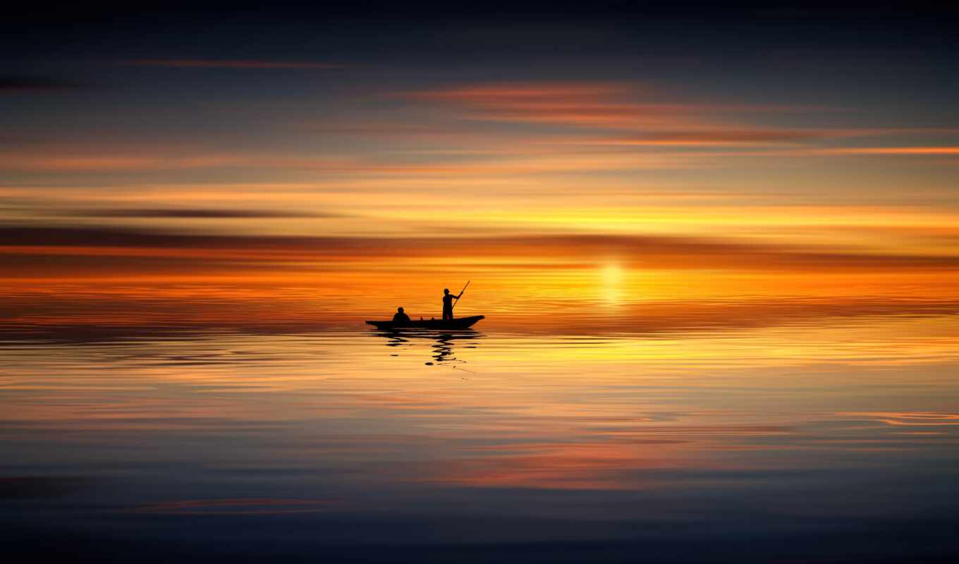 sunset, ship, water, horizon, reflection, a boat, sailboat, ♪, maine