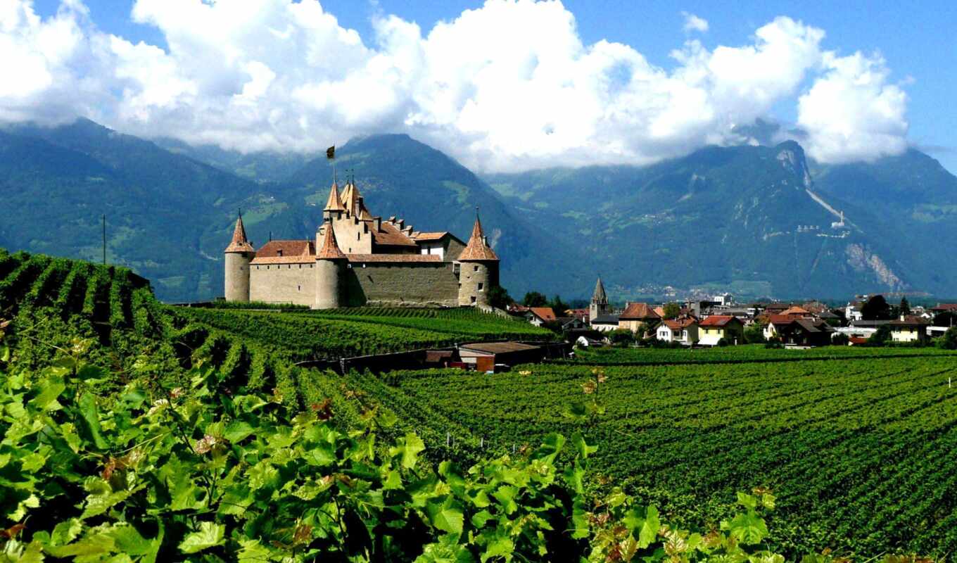 nature, mobile, green, station, castle, hill, aigle