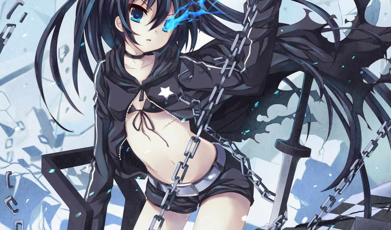 black, background, anime, rock, shooter, girls, have, toy