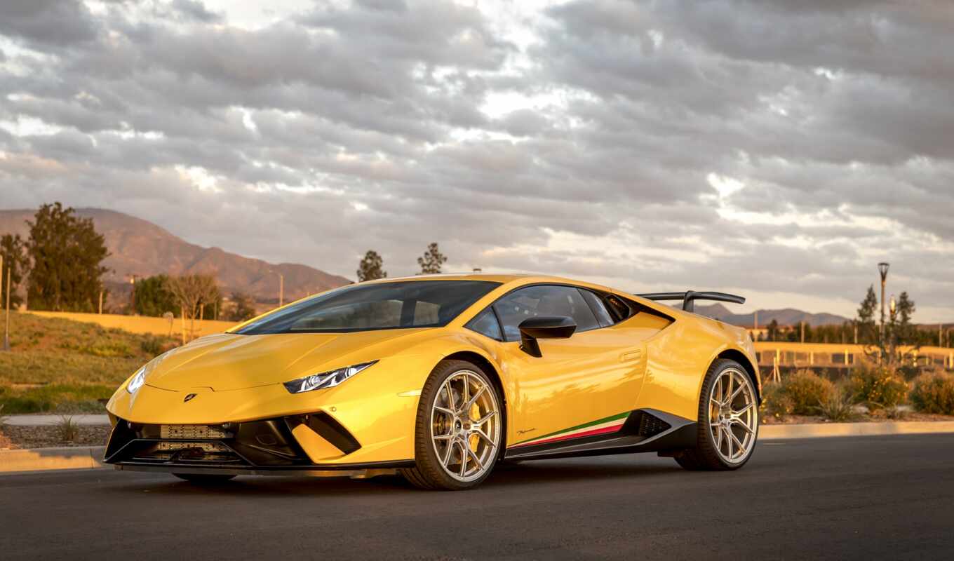 auto, car, sports, yellow, tag, device, vehicle, huracan, high-performance