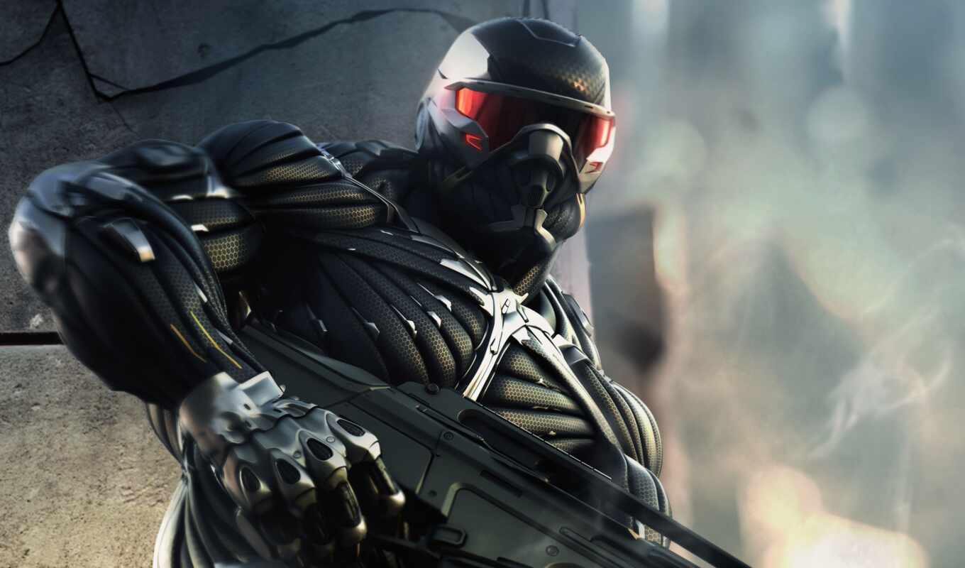 game, playstation, weapon, friend, crysis, soldier, two, helmet, point, crisis, nanocosm