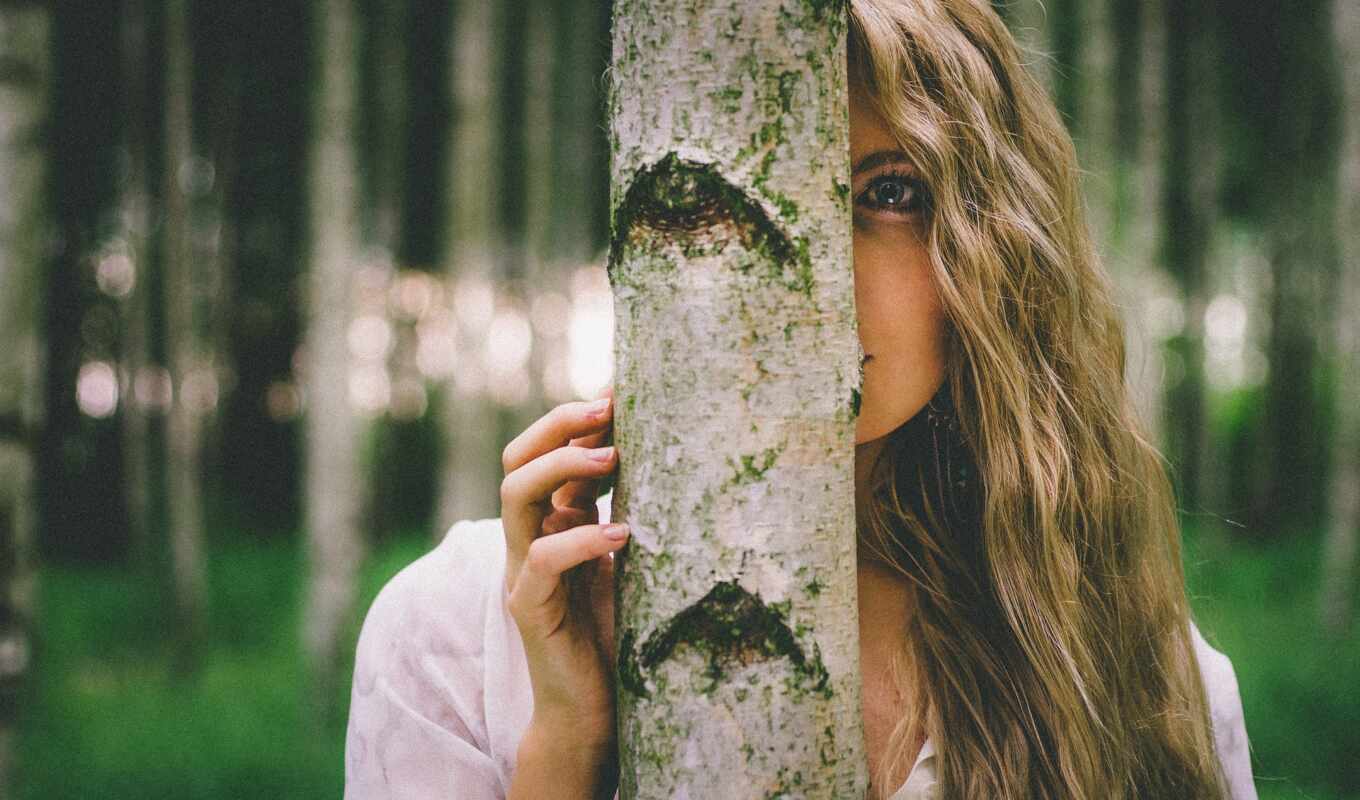 музыка, девушка, profile, photos, дерева