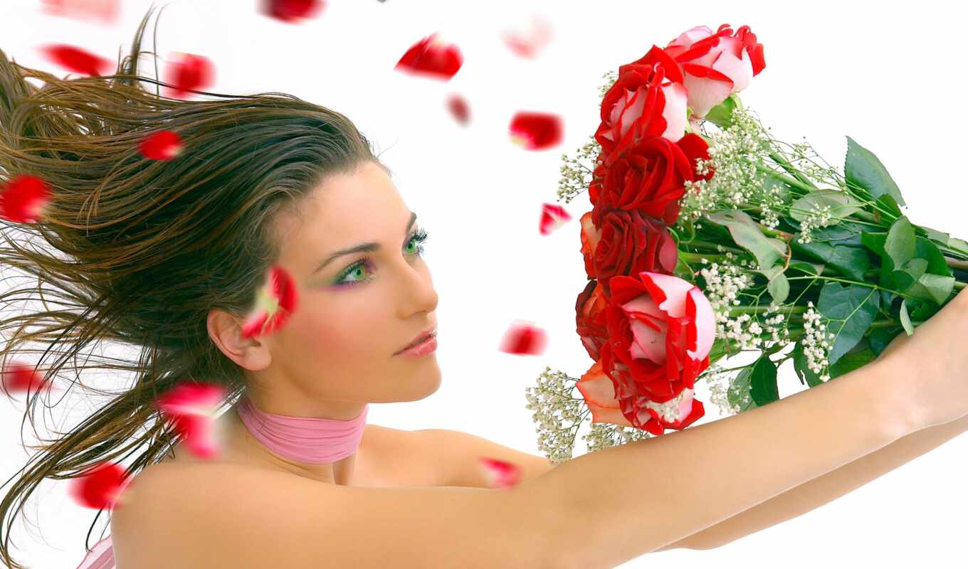 цветы, девушка, love, white, женщина, романтика, волосы, website, день, rosa