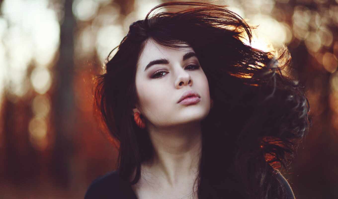 girl, hair, portrait, wind, devushki, ears