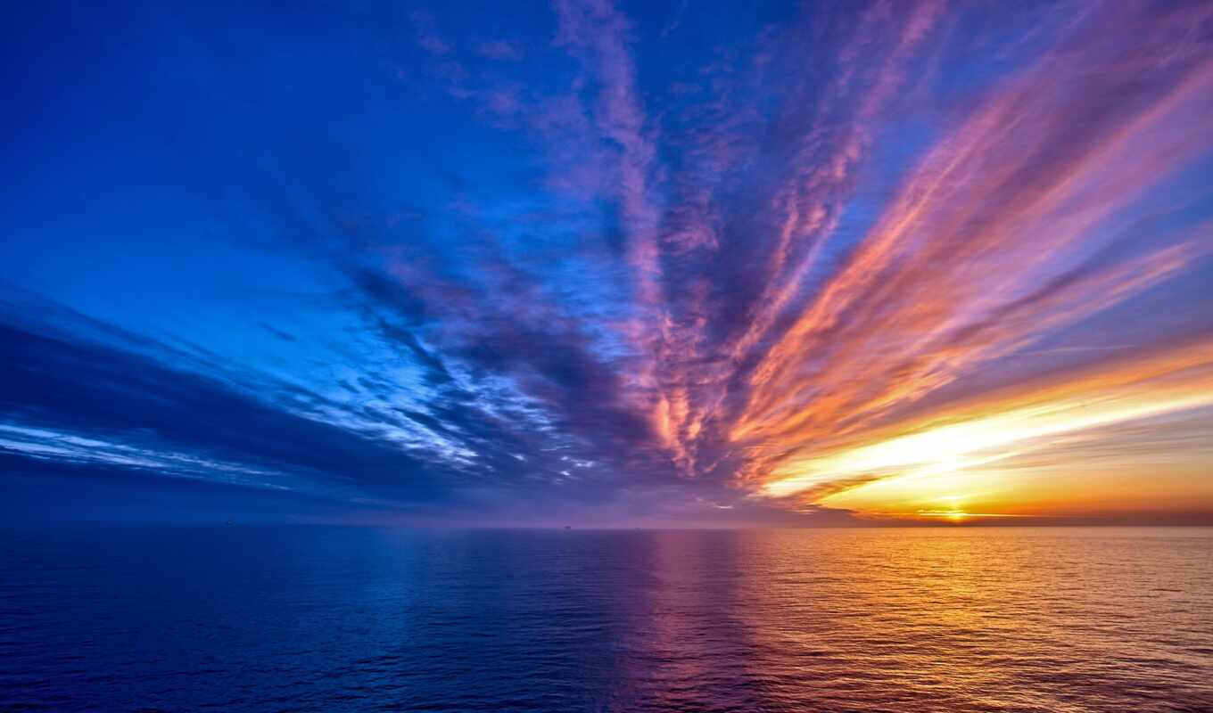 sky, a laptop, sun, sunset, water, sea, seas, clouds, sea