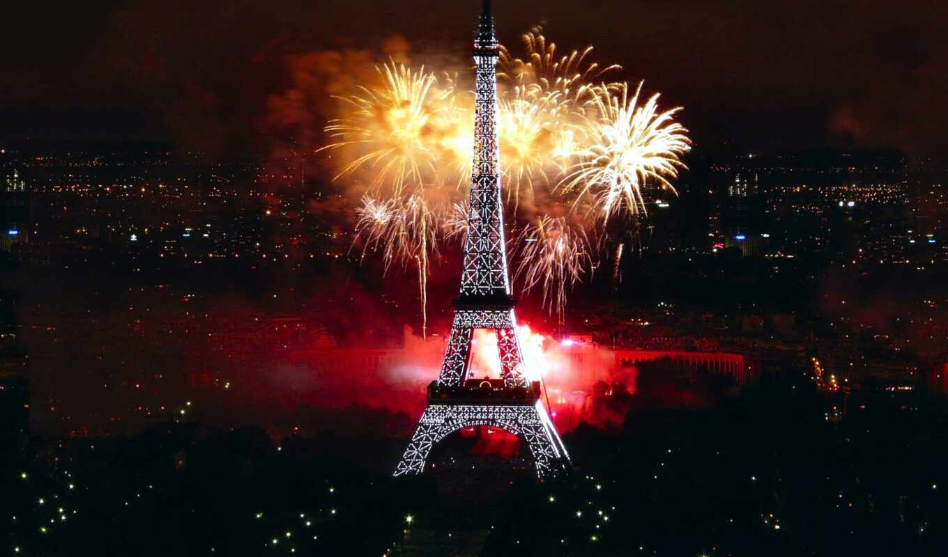 background, Paris, for, screen, torre, eiffel, fire, artificial