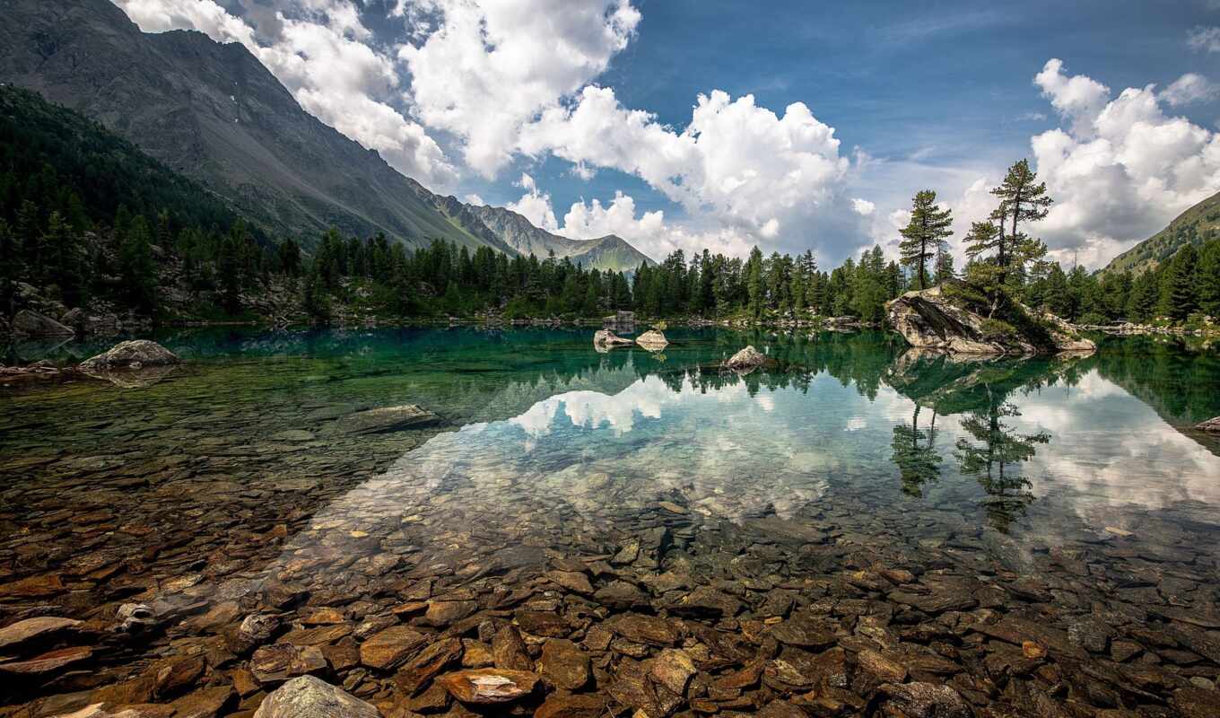 озеро, природа, небо, красивые, landscape, фотографий, природы, горы