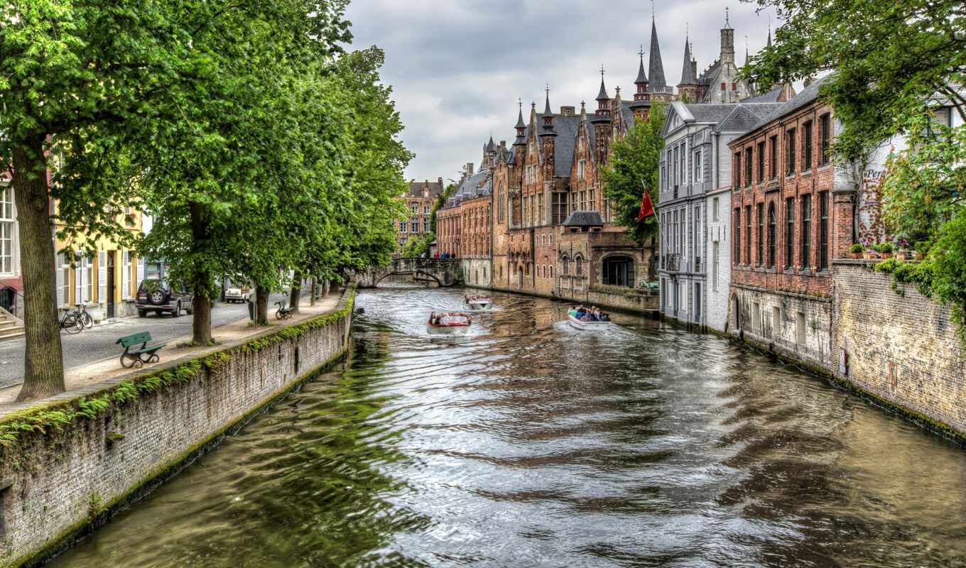 picture, city, channel, canal, river, Belgium, bruges, bruges, cote, Belgium