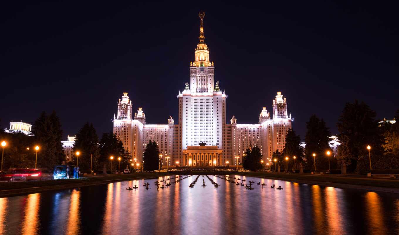 free, night, building, moscow, photos, images, stock, main, state, university, lomonosovsky