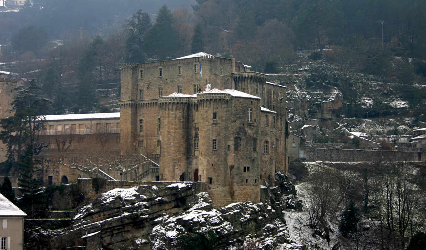 winter, castle, замки, зимние, medieval, хмурый, зимой