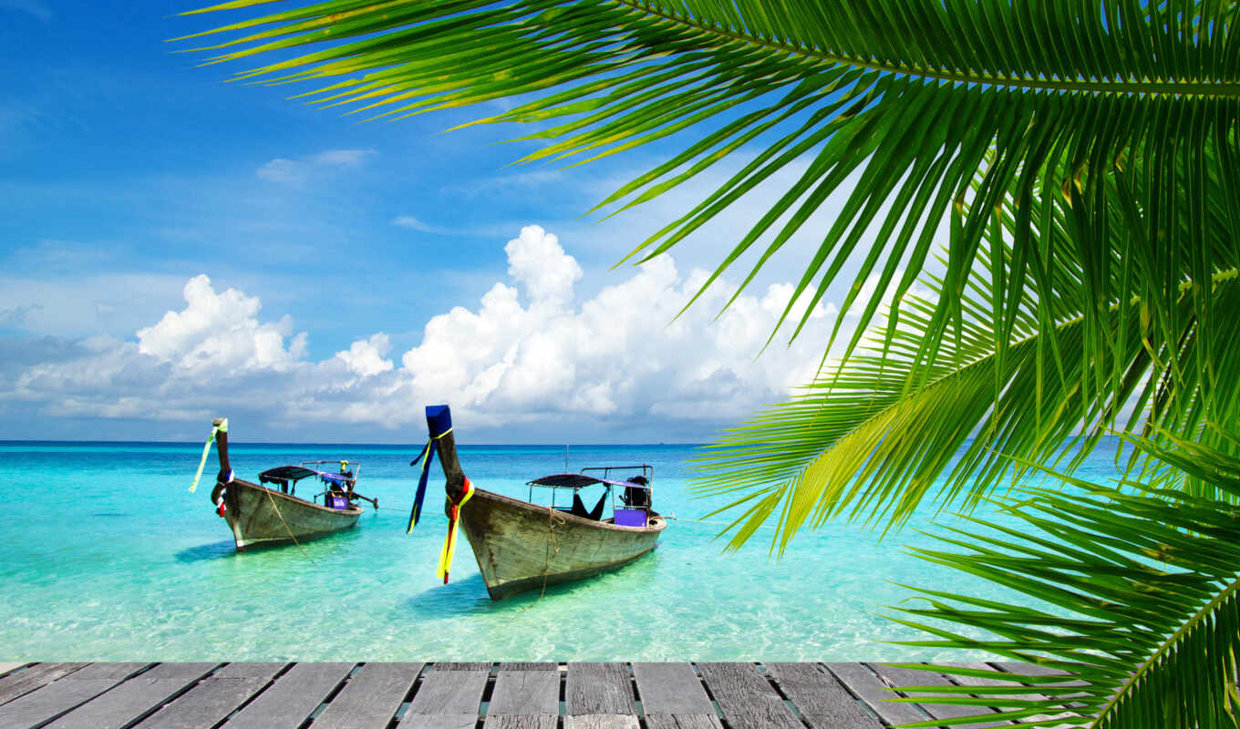 фото, мост, море, palm, maldives, лодка, sailboat, фотообои, starve