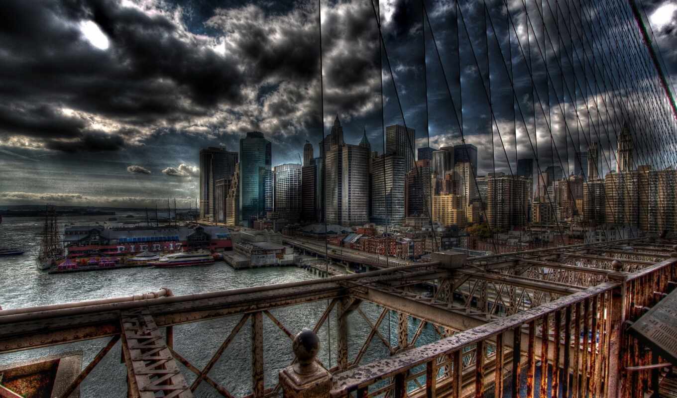 mobile, background, abstract, new, city, Bridge, dark, apocalypse, york, depress