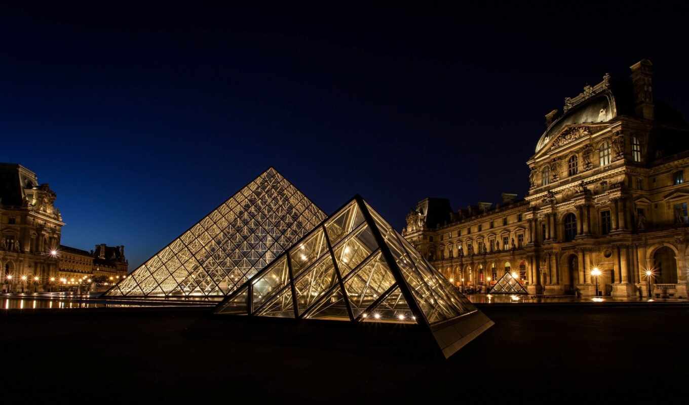 город, france, париж, пирамида, музей, лувр