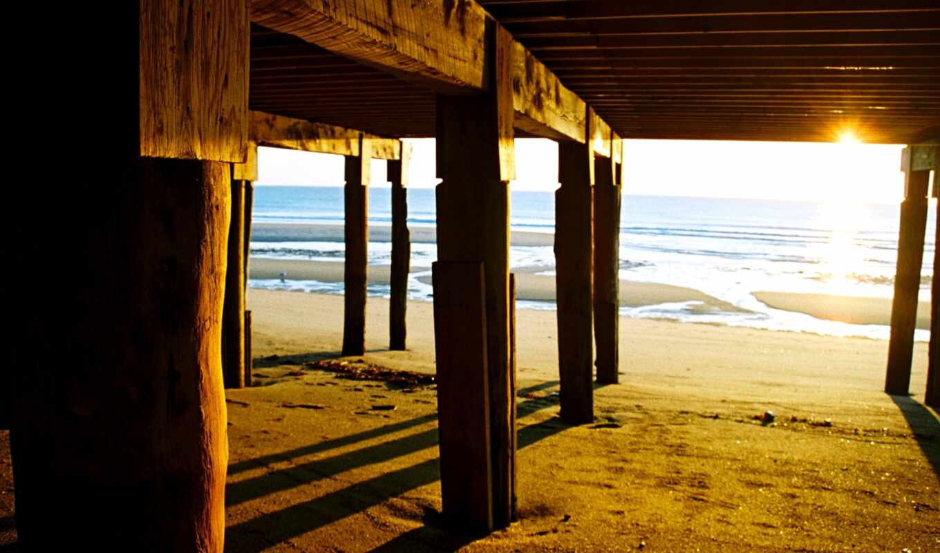 фон, картинка, пляж, мост, море, long, wooden
