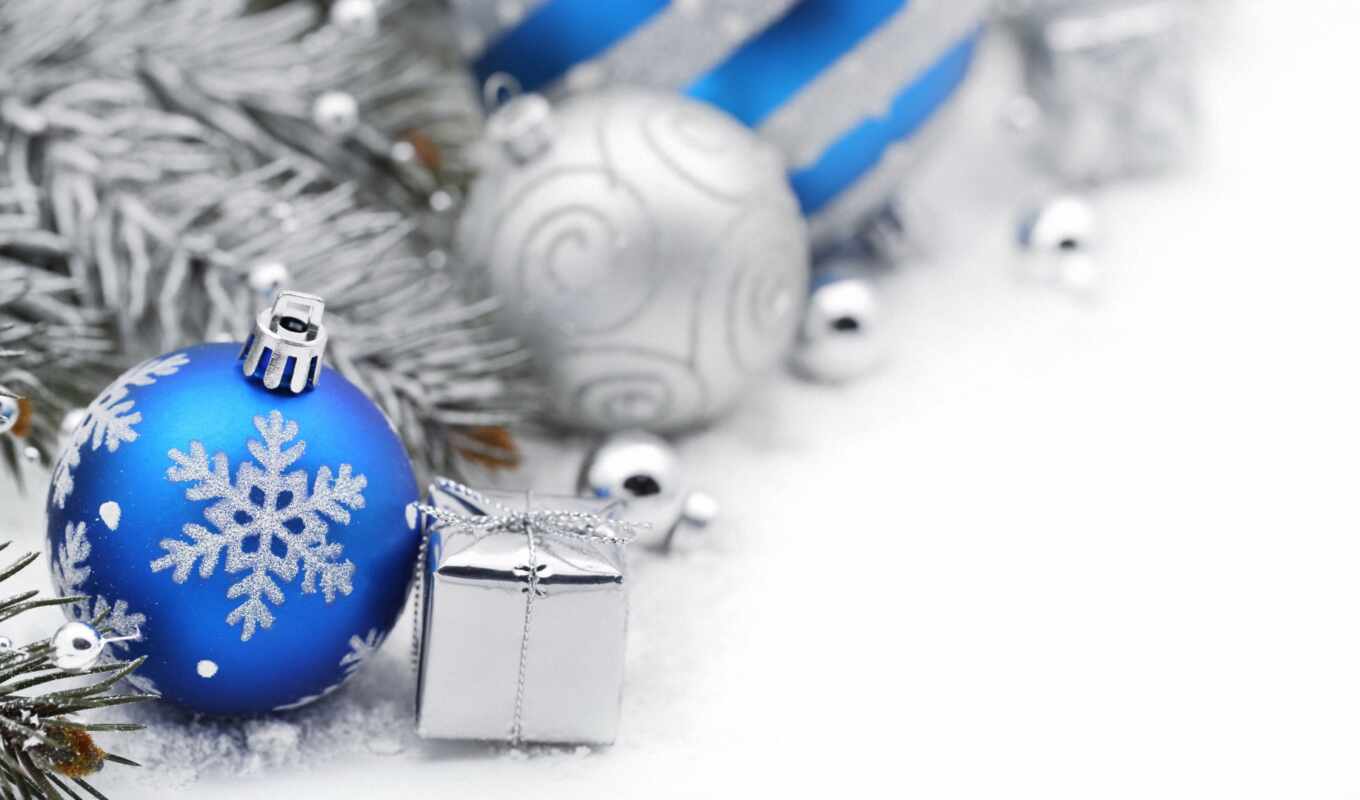 blue, christmas, company, silver, мяч