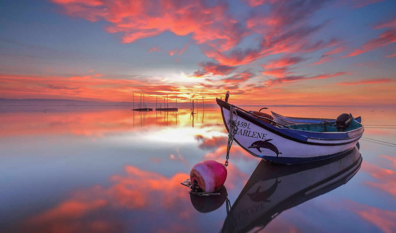 view, comment, sunrise, a boat, rate, id