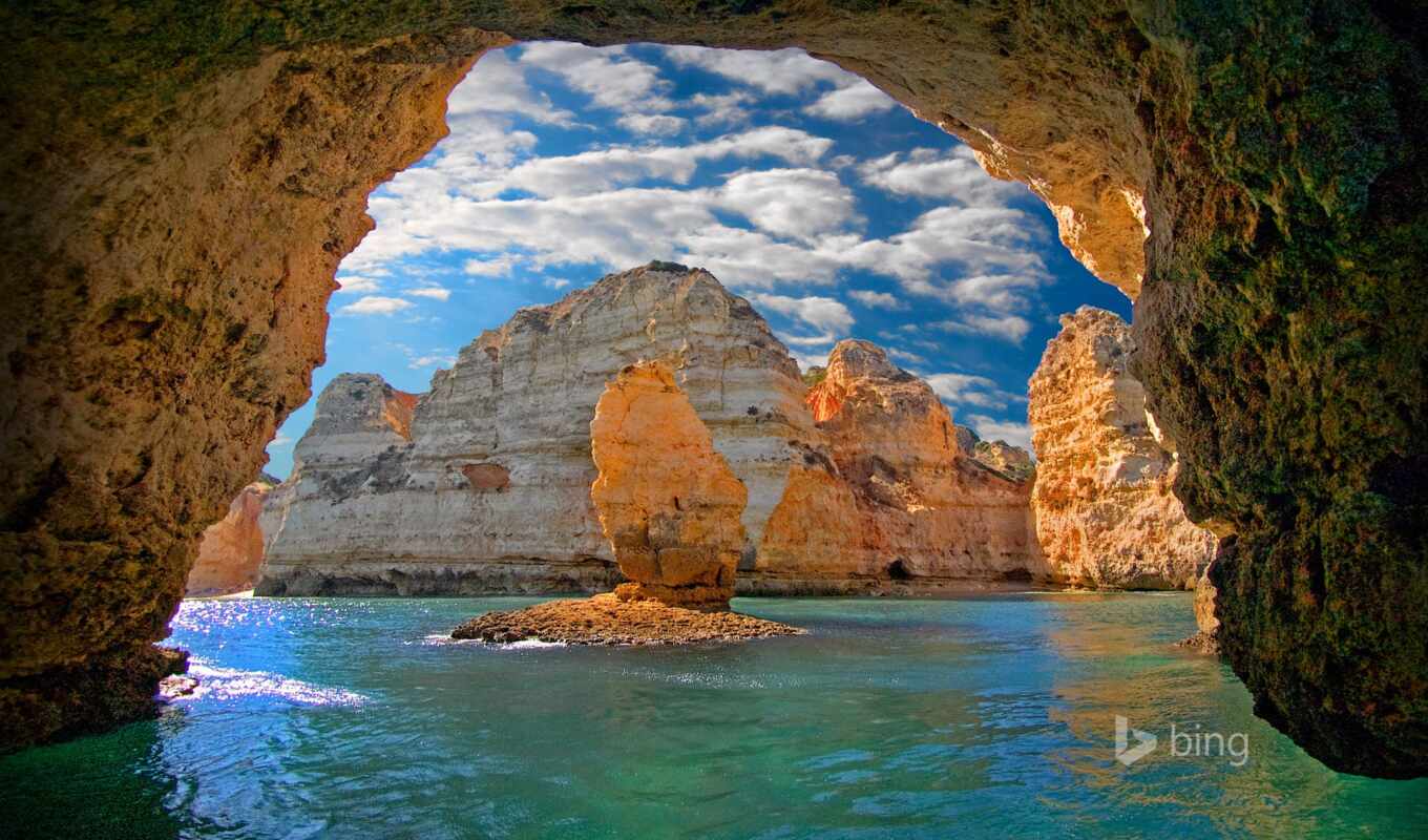 rock, море, собака, пещера, португалия