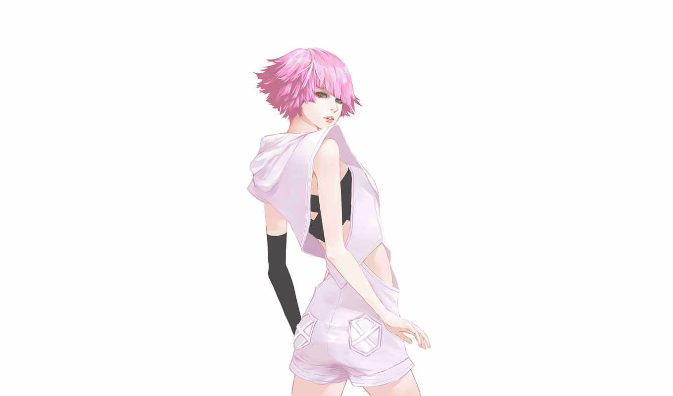 girl, hair, pink, combined, short