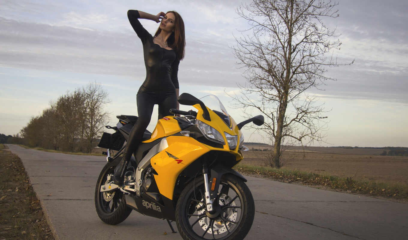 девушка, женщина, мотоцикл, landscape, модель, record, bike, manzara, aprilia, mujer, motocicle