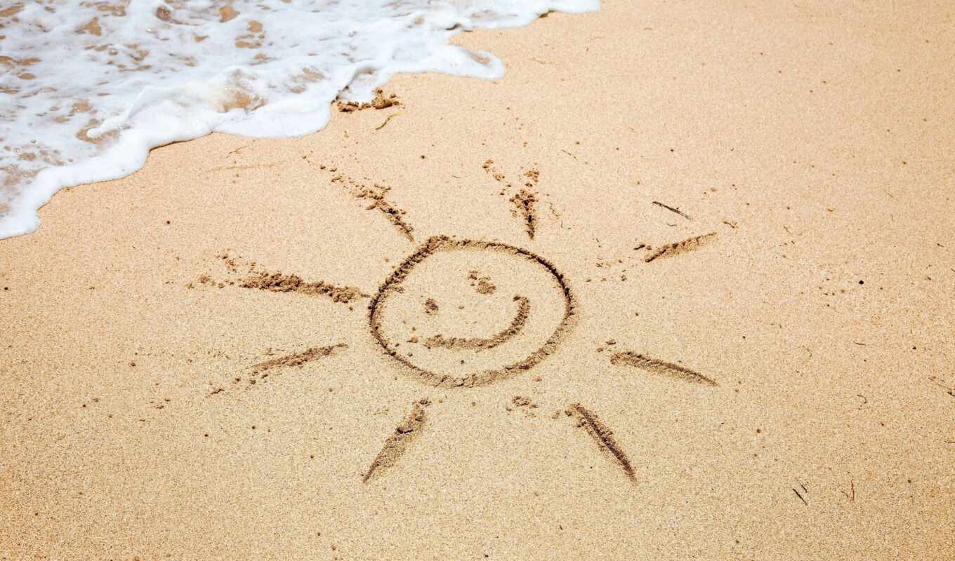 summer, sun, beach, sand, smile, mood, sunshine, drawing
